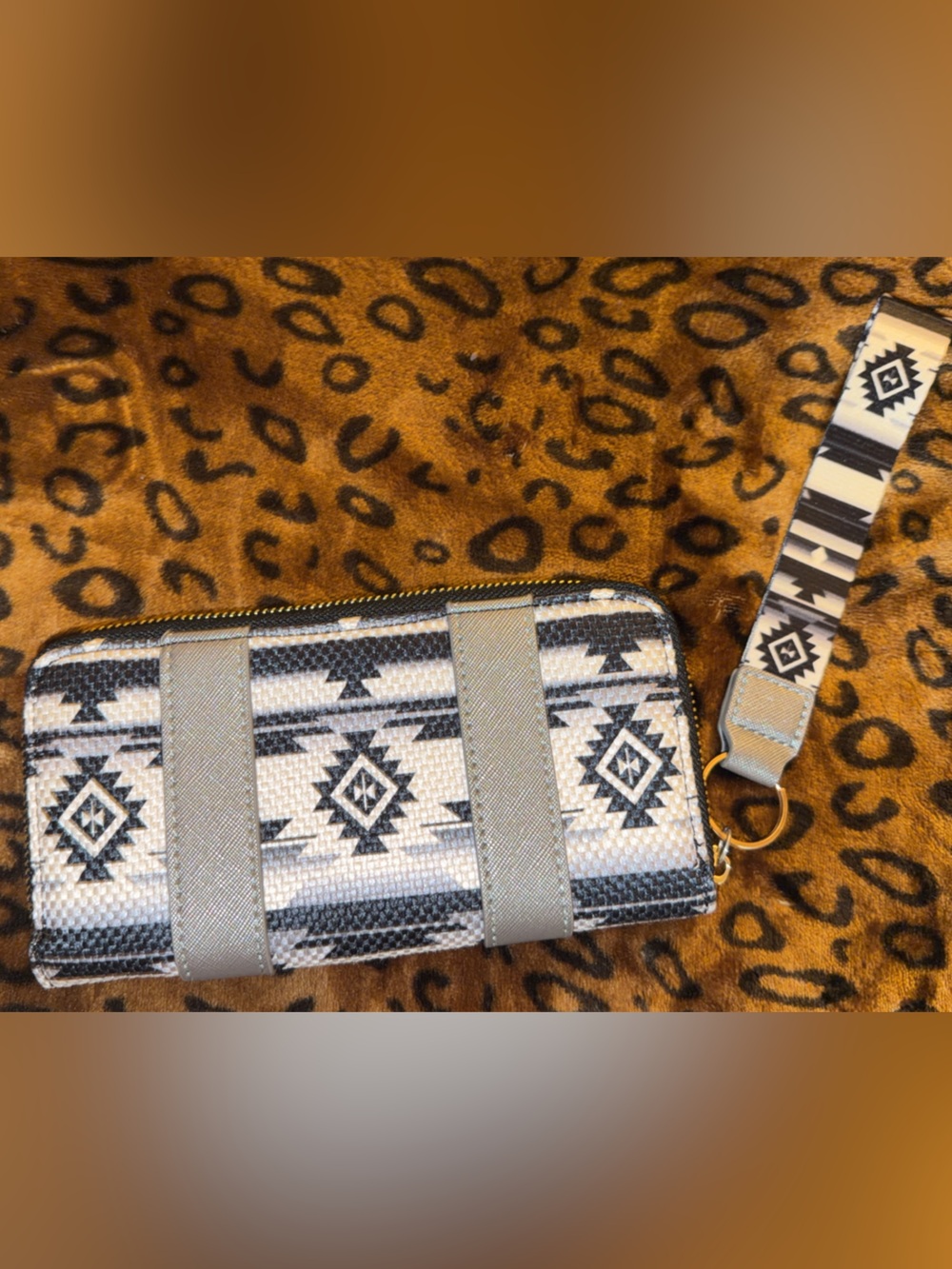 Black and Gray Aztec Wristlet Wallet